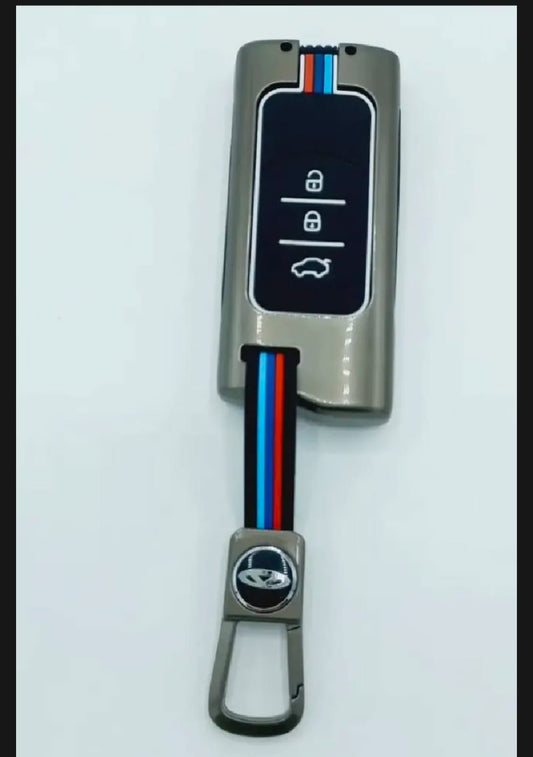 Chery Tiggo 4 Premium Zinc Alloy Smart Car Key Cover with Leather Keychain