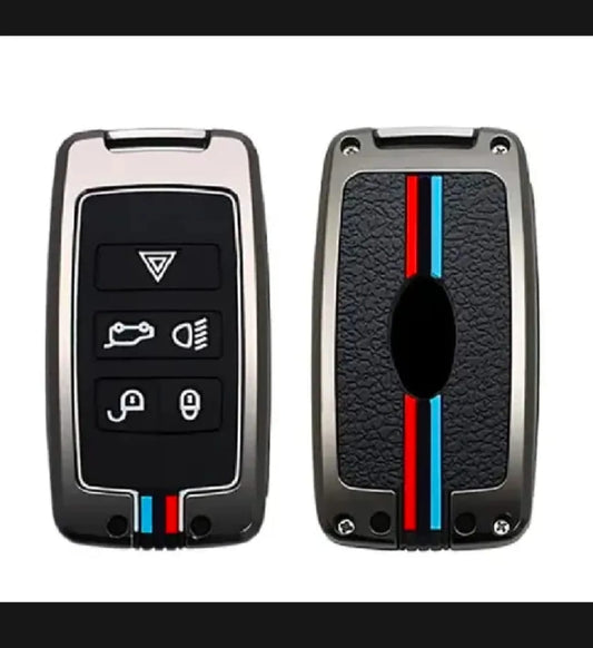 Range Rover Premium Zinc Alloy Smart Car Key Cover with Leather Keychain