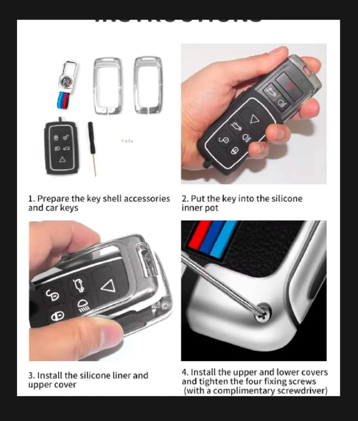 Range Rover Premium Zinc Alloy Smart Car Key Cover with Leather Keychain
