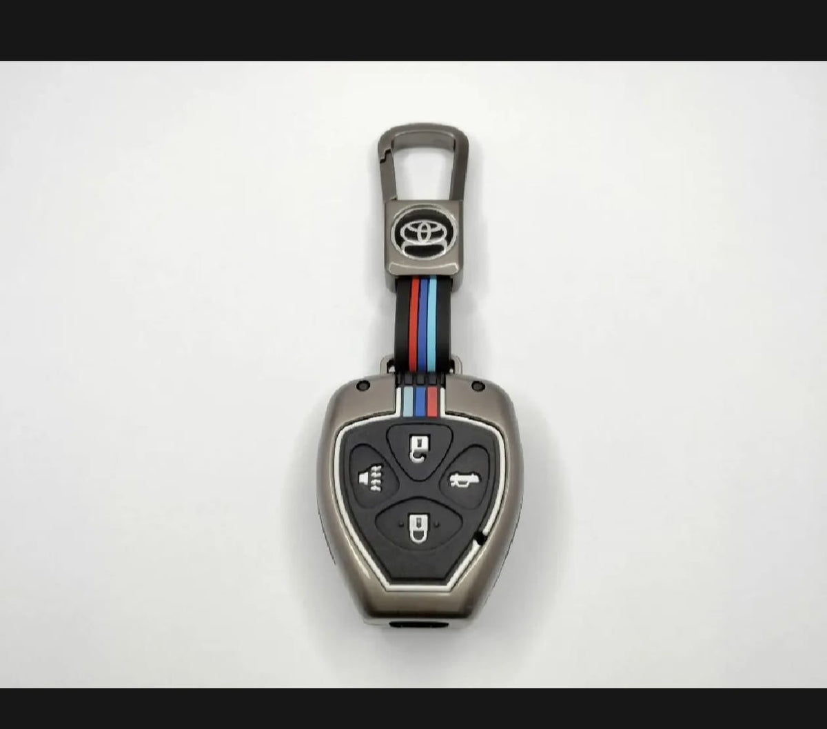 Toyota Corolla 2008-2014 Premium Zinc Alloy Smart Car Key Cover with Leather Keychain