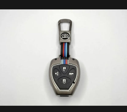 Toyota Corolla 2008-2014 Premium Zinc Alloy Smart Car Key Cover with Leather Keychain