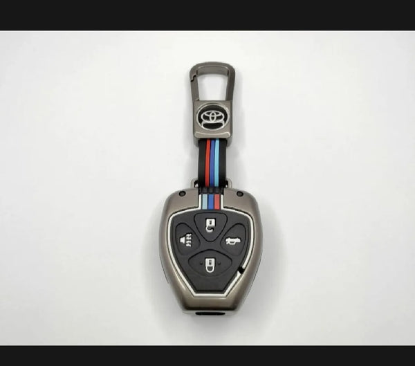 Toyota Corolla 2008-2014 Premium Zinc Alloy Smart Car Key Cover with Leather Keychain