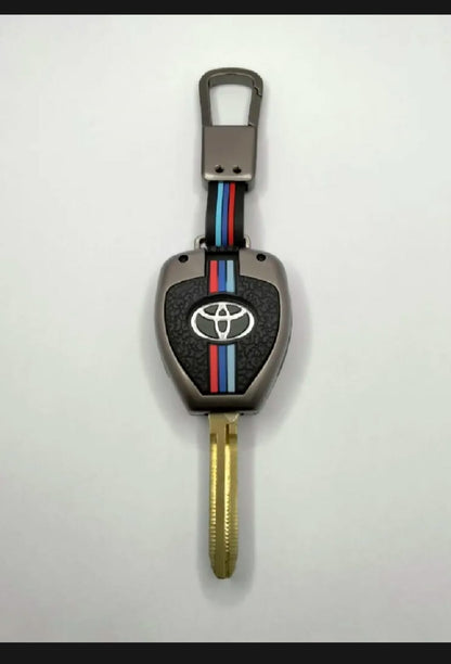 Toyota Corolla 2008-2014 Premium Zinc Alloy Smart Car Key Cover with Leather Keychain