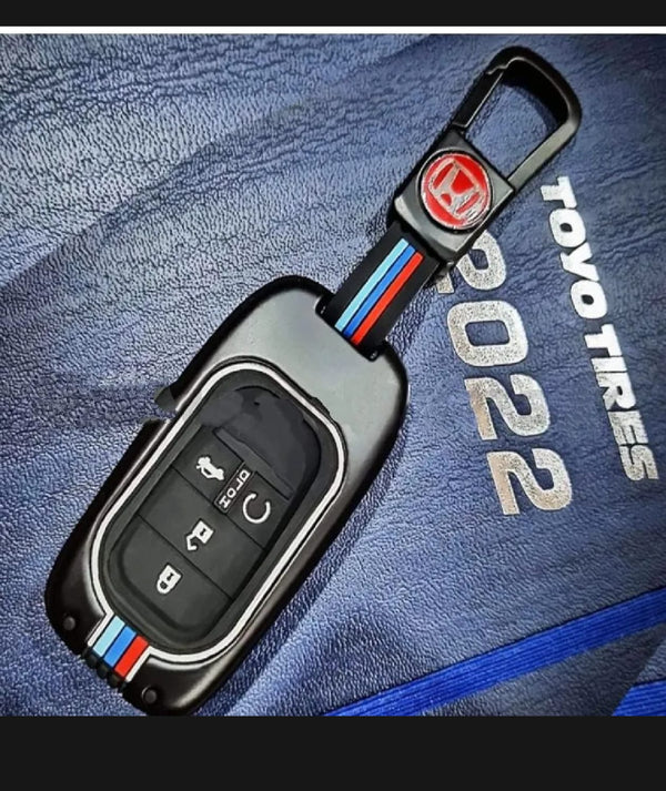 Honda Civic Turbo RS New Premium Zinc Alloy Smart Car Key Cover with Leather Keychain