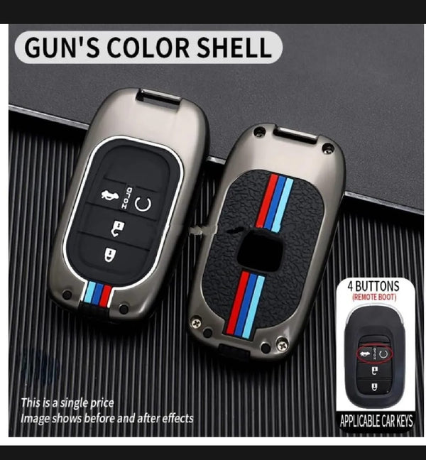 Honda Civic Turbo RS New Premium Zinc Alloy Smart Car Key Cover with Leather Keychain