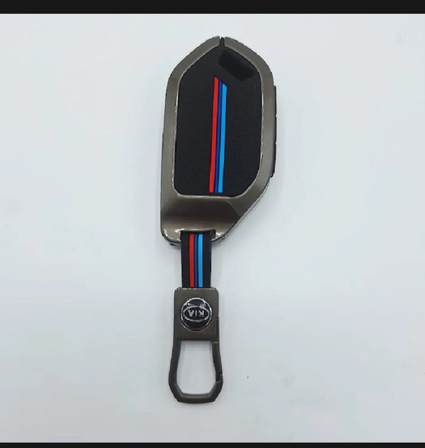 Kia Sorento Hybrid Premium Zinc Alloy Smart Car Key Cover with Leather Keychain