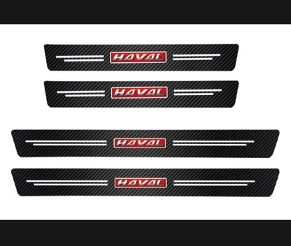Haval Carbon Fiber Leather Door Sill Protector Stickers – 4-Piece Set | 4 Doors