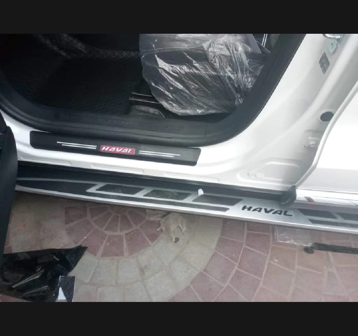 Haval Carbon Fiber Leather Door Sill Protector Stickers – 4-Piece Set | 4 Doors