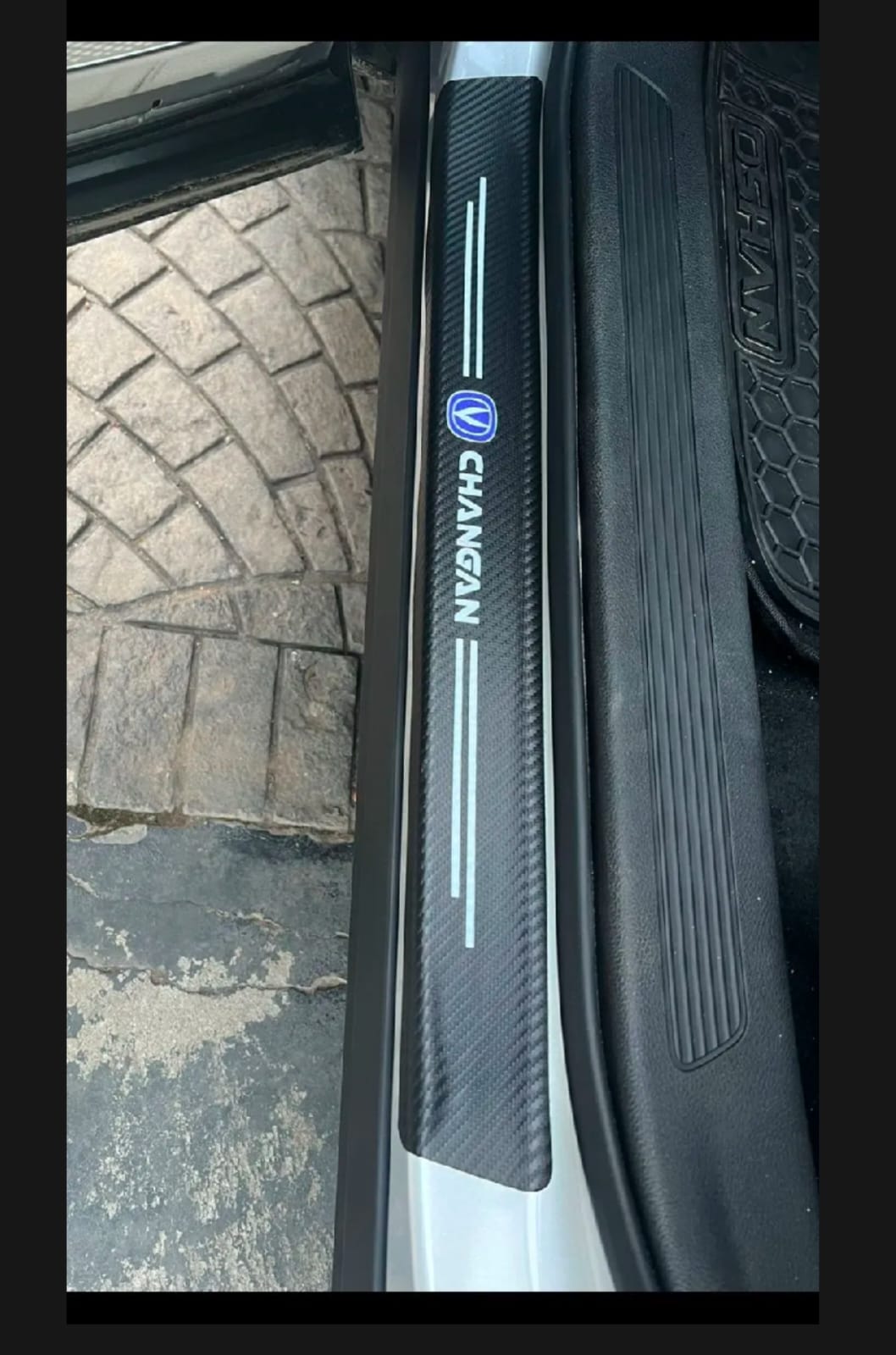 Changan Carbon Fiber Leather Door Sill Protector Stickers – 4-Piece Set | 4 Doors