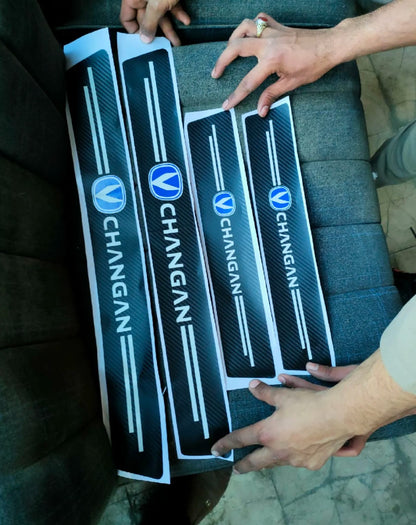 Changan Carbon Fiber Leather Door Sill Protector Stickers – 4-Piece Set | 4 Doors