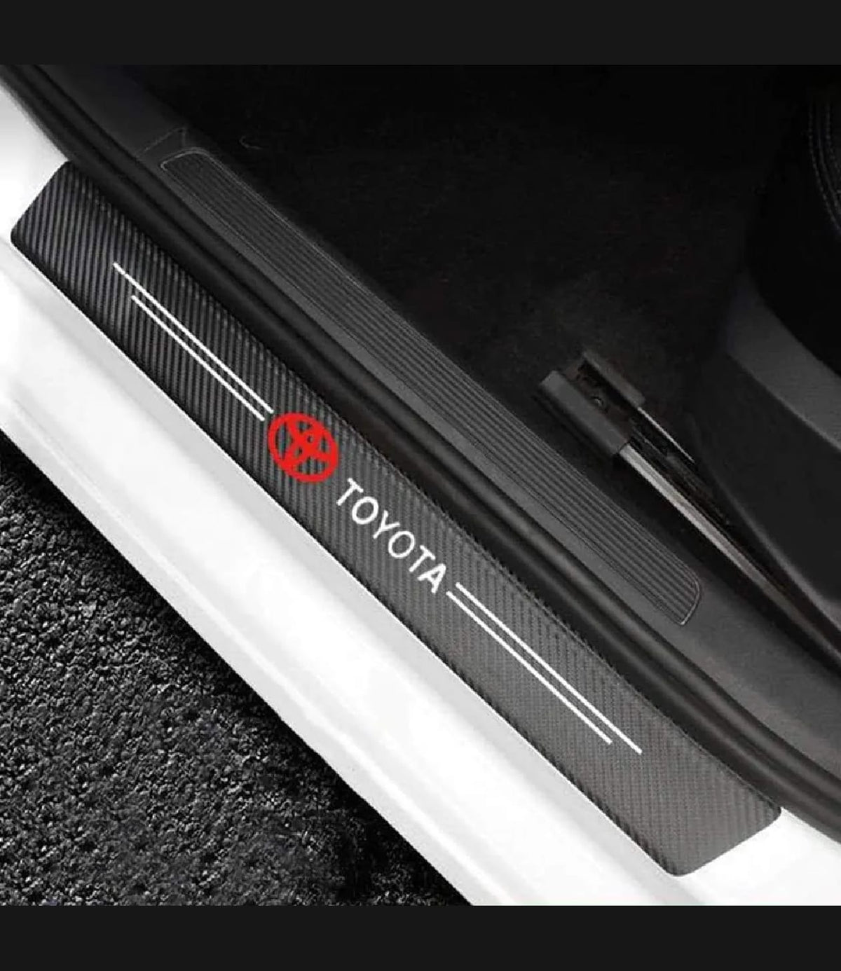 Toyota Carbon Fiber Leather Door Sill Protector Stickers – 4-Piece Set | 4 Doors