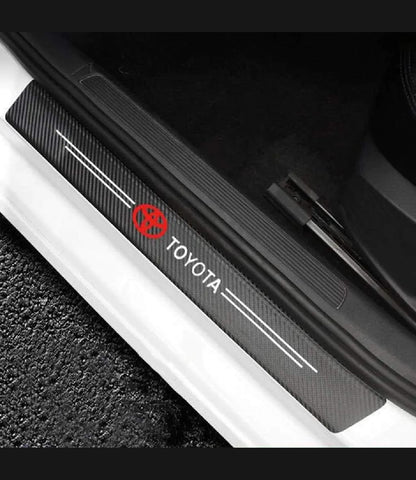 Toyota Carbon Fiber Leather Door Sill Protector Stickers – 4-Piece Set | 4 Doors