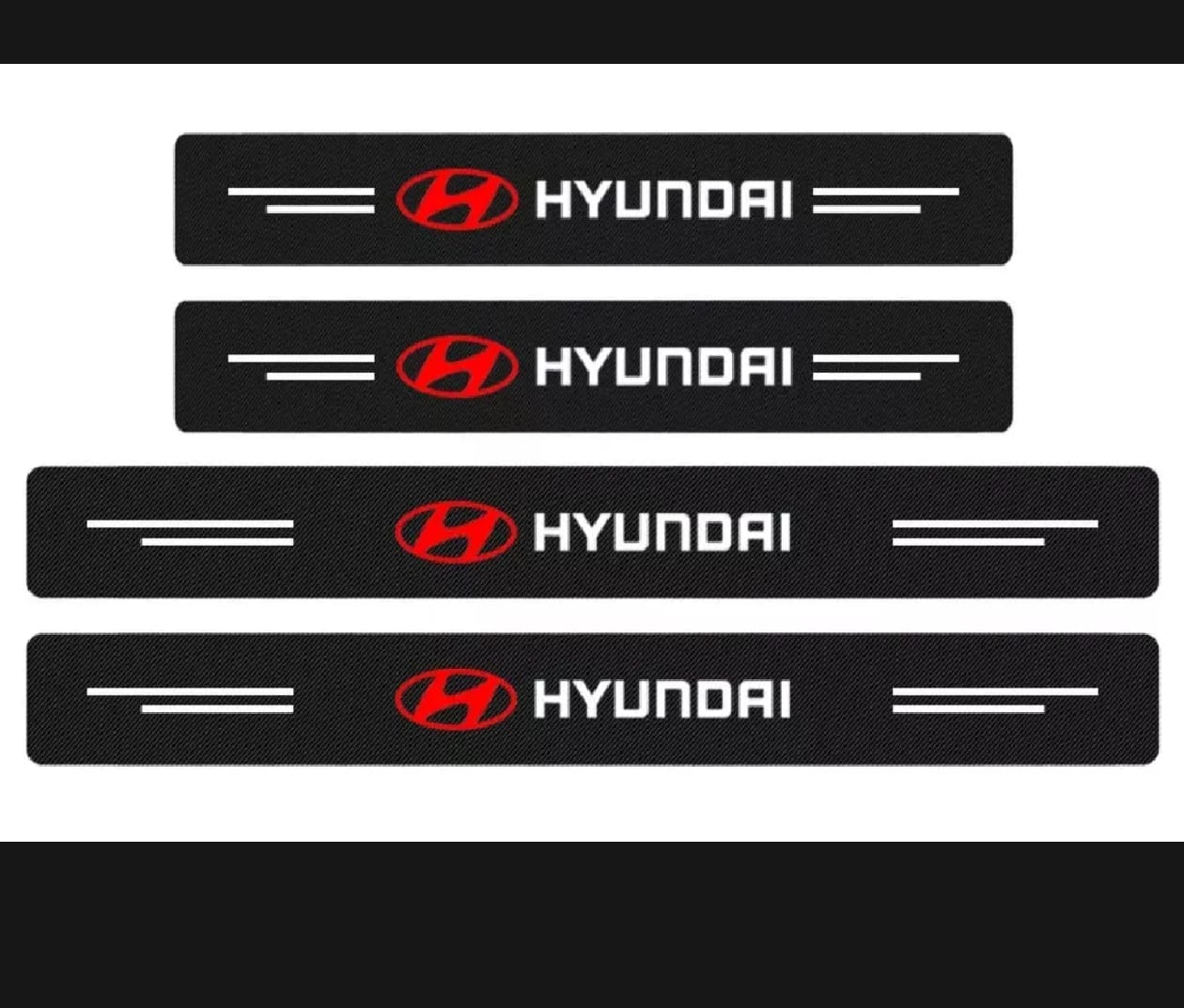 Hyundai Carbon Fiber Leather Door Sill Protector Stickers – 4-Piece Set | 4 Doors