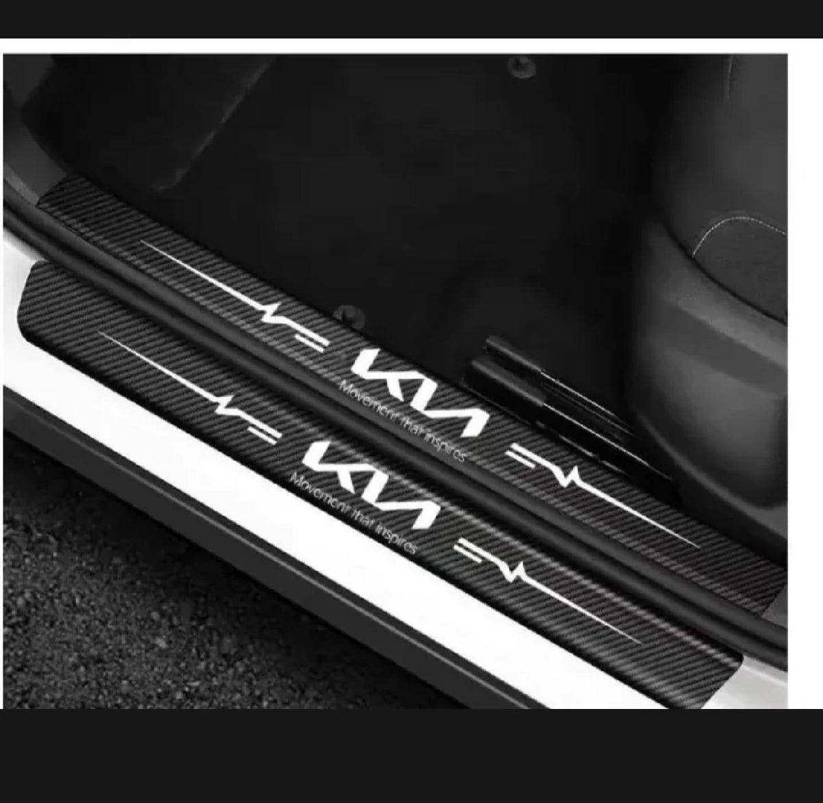 Kia Carbon Fiber Leather Door Sill Protector Stickers – 4-Piece Set | 4 Doors