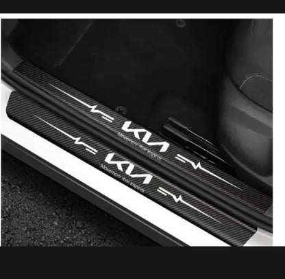 Kia Carbon Fiber Leather Door Sill Protector Stickers – 4-Piece Set | 4 Doors