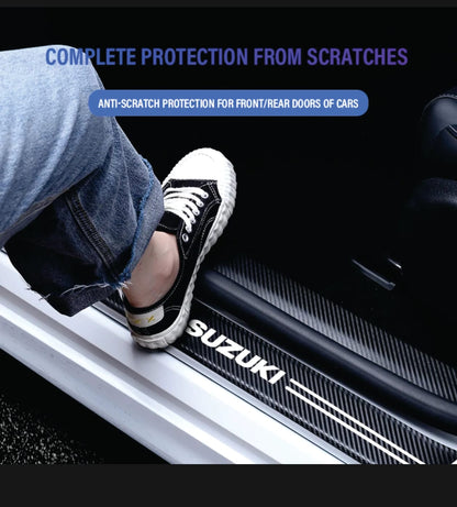 Suzuki Carbon Fiber Leather Door Sill Protector Stickers – 4-Piece Set | 4 Doors