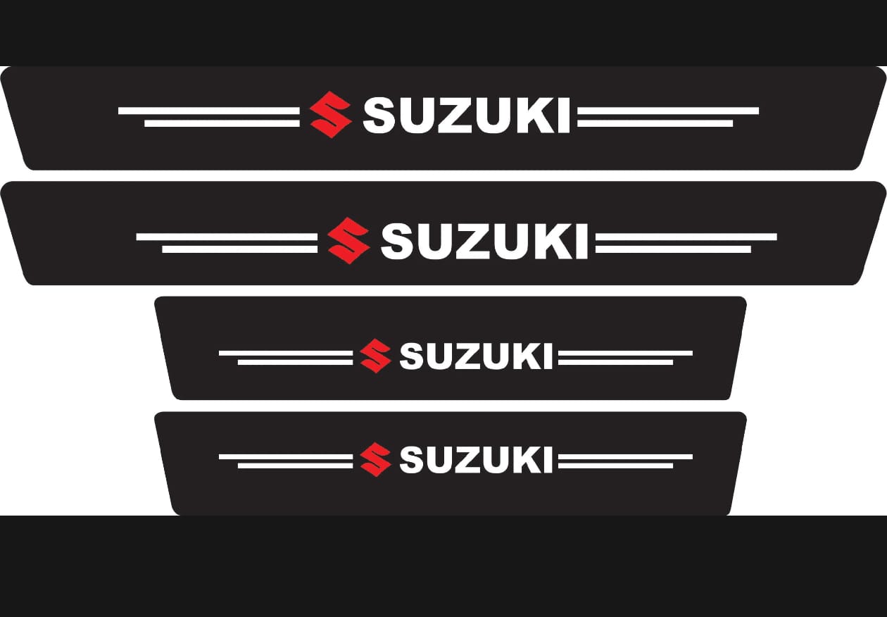 Suzuki Carbon Fiber Leather Door Sill Protector Stickers – 4-Piece Set | 4 Doors