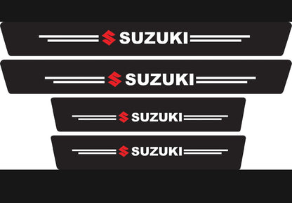Suzuki Carbon Fiber Leather Door Sill Protector Stickers – 4-Piece Set | 4 Doors