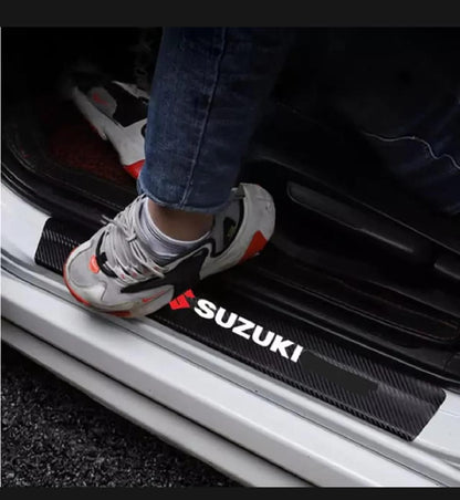 Suzuki Carbon Fiber Leather Door Sill Protector Stickers – 4-Piece Set | 4 Doors