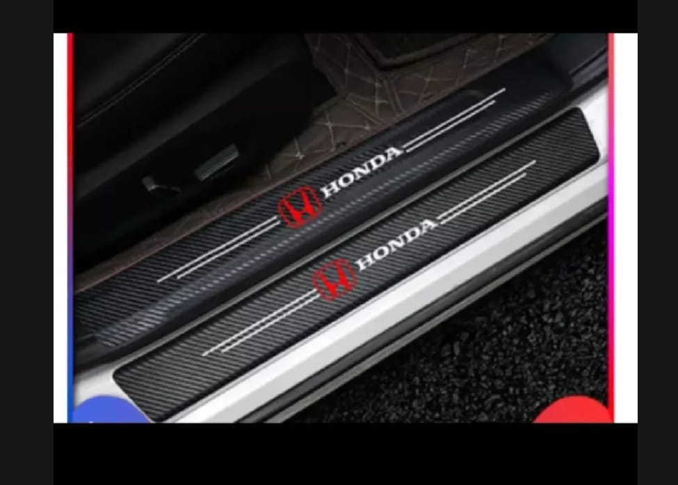Honda Carbon Fiber Leather Door Sill Protector Stickers – 4-Piece Set | 4 Doors