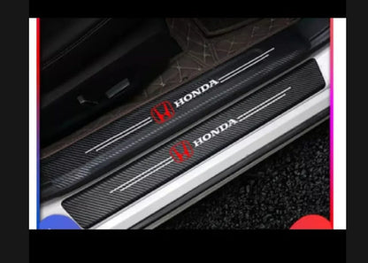 Honda Carbon Fiber Leather Door Sill Protector Stickers – 4-Piece Set | 4 Doors