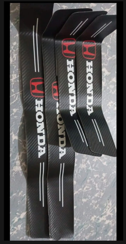Honda Carbon Fiber Leather Door Sill Protector Stickers – 4-Piece Set | 4 Doors