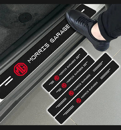 Mg Morris Garage Carbon Fiber Leather Door Sill Protector Stickers – 4-Piece Set | 4 Doors