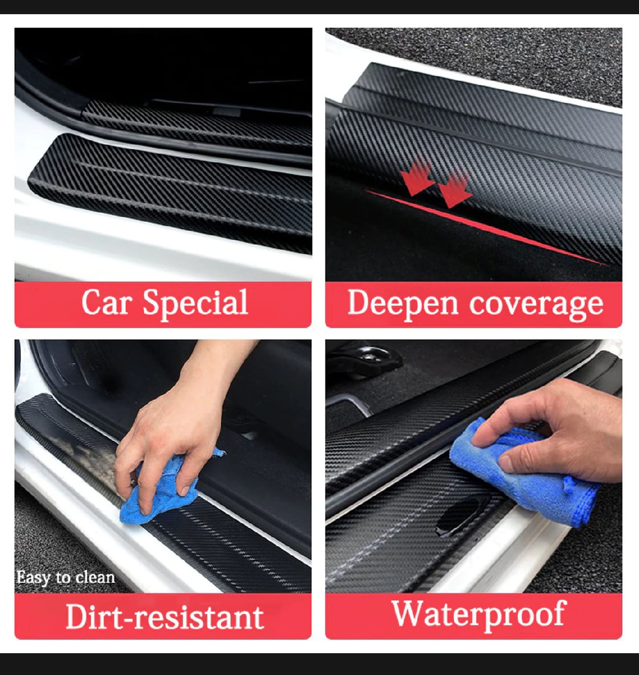 Mg Morris Garage Carbon Fiber Leather Door Sill Protector Stickers – 4-Piece Set | 4 Doors