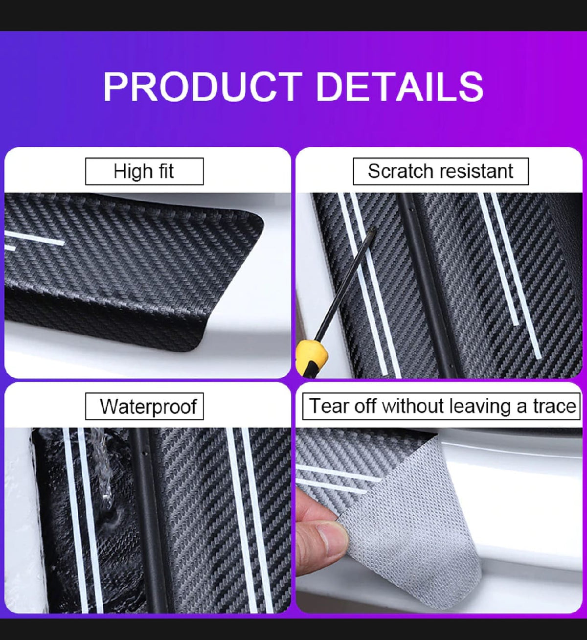 Mg Morris Garage Carbon Fiber Leather Door Sill Protector Stickers – 4-Piece Set | 4 Doors