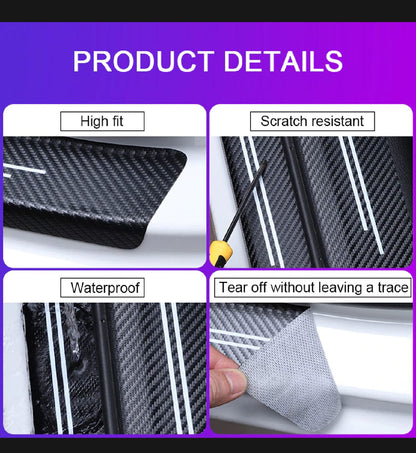 Mg Morris Garage Carbon Fiber Leather Door Sill Protector Stickers – 4-Piece Set | 4 Doors
