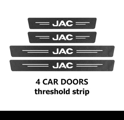 Jac Carbon Fiber Leather Door Sill Protector Stickers – 4-Piece Set | 4 Doors