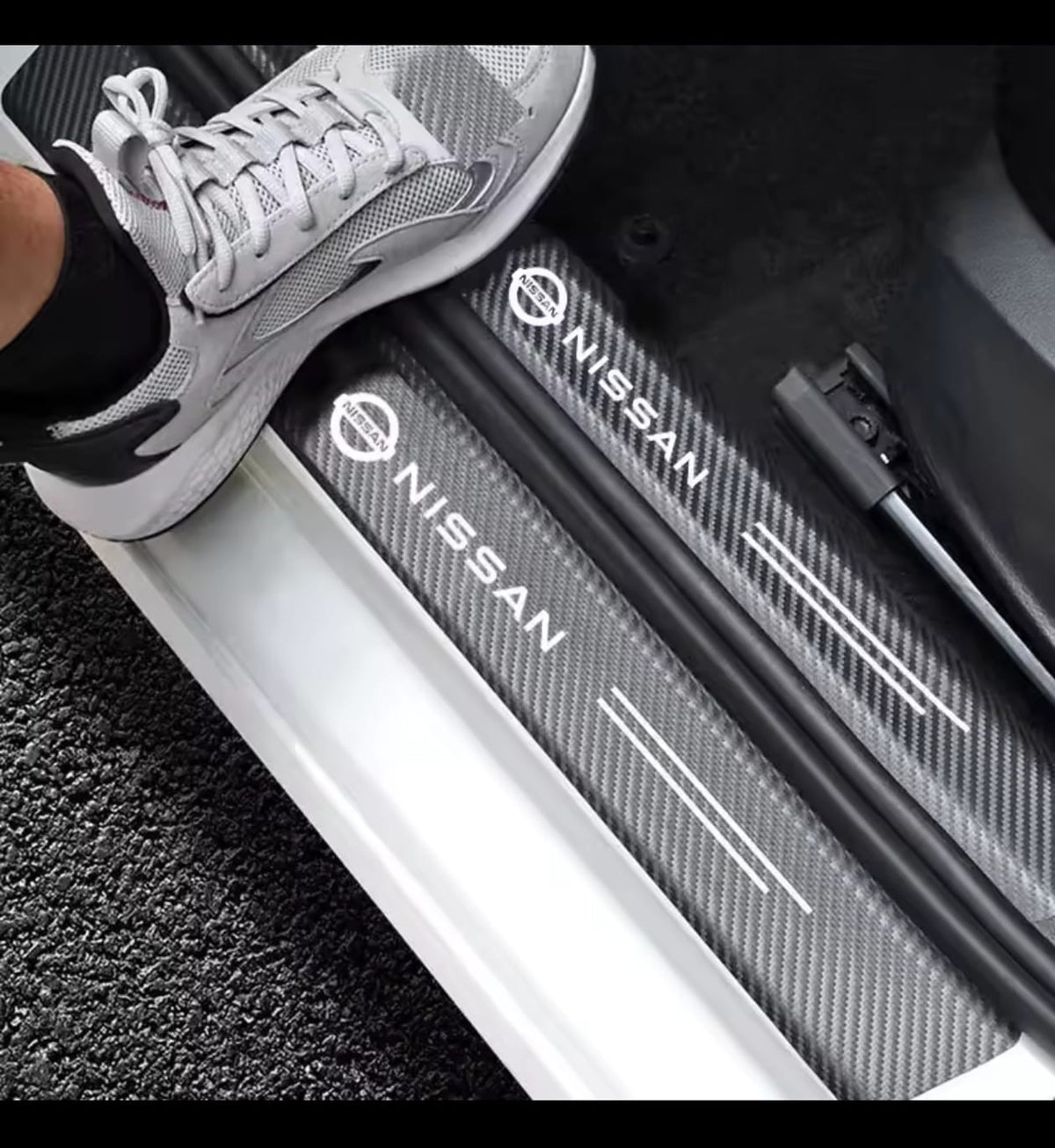 Nissan Carbon Fiber Leather Door Sill Protector Stickers – 4-Piece Set | 4 Doors