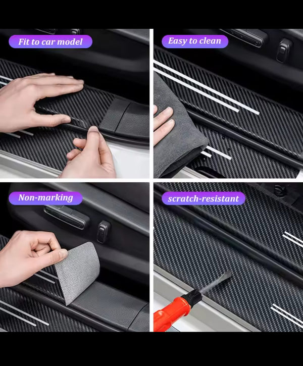 Chery Carbon Fiber Leather Door Sill Protector Stickers – 4-Piece Set | 4 Doors