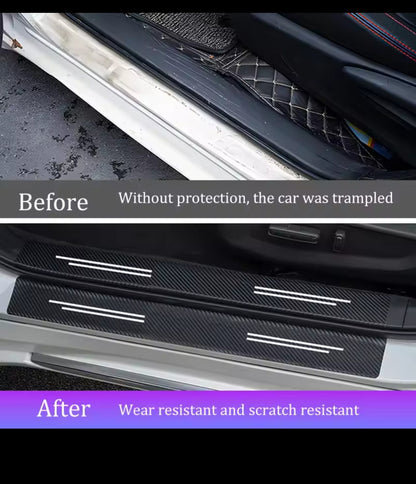 Chery Carbon Fiber Leather Door Sill Protector Stickers – 4-Piece Set | 4 Doors