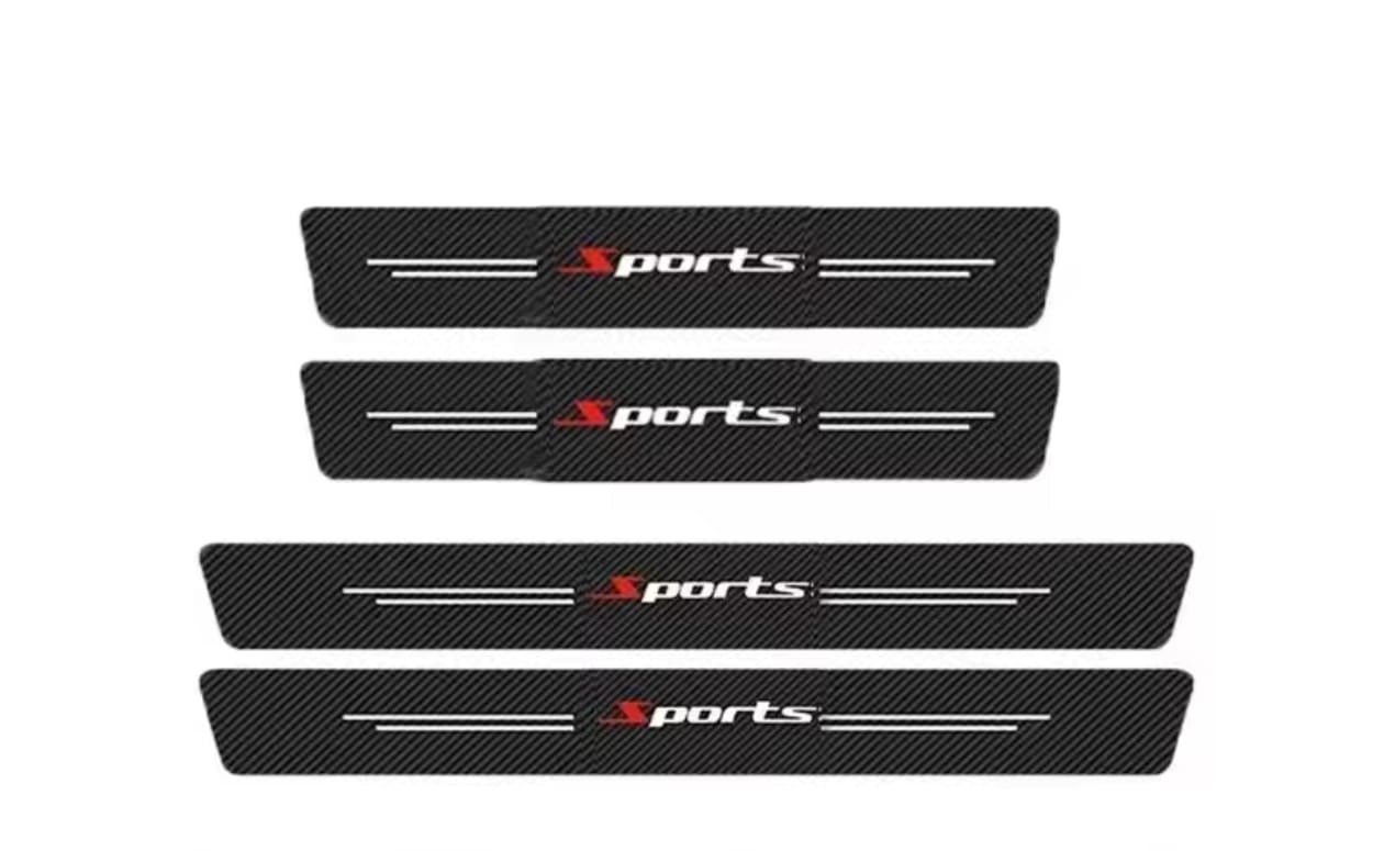 Sports Carbon Fiber Leather Door Sill Protector Stickers – 4-Piece Set | 4 Doors