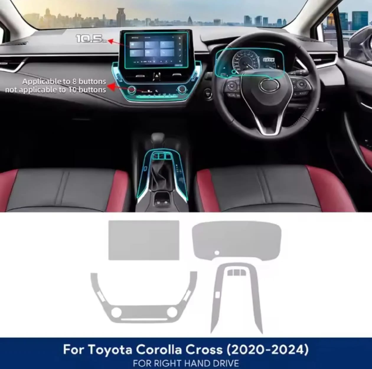 Toyota Corolla Cross Premium TPU Interior PPF Protective Film – Scratch Resistant, Waterproof & Transparent