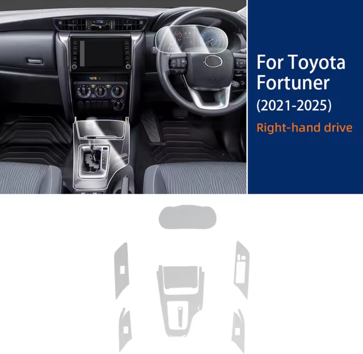 Toyota Fortuner Premium TPU Interior PPF Protective Film – Scratch Resistant, Waterproof & Transparent