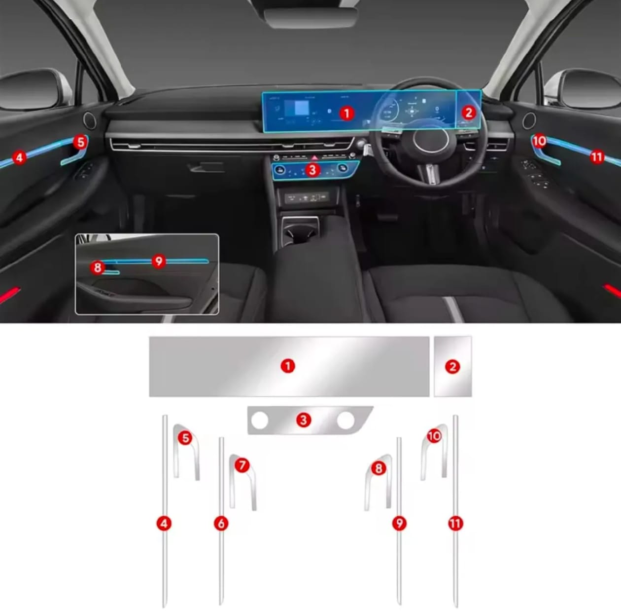 Hyundai Sonata N Line Premium TPU Interior PPF Protective Film – Scratch Resistant, Waterproof & Transparent