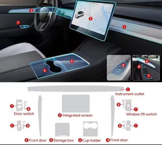 Tesla Model 3 or Y Premium TPU Interior PPF Protective Film – Scratch Resistant, Waterproof & Transparent