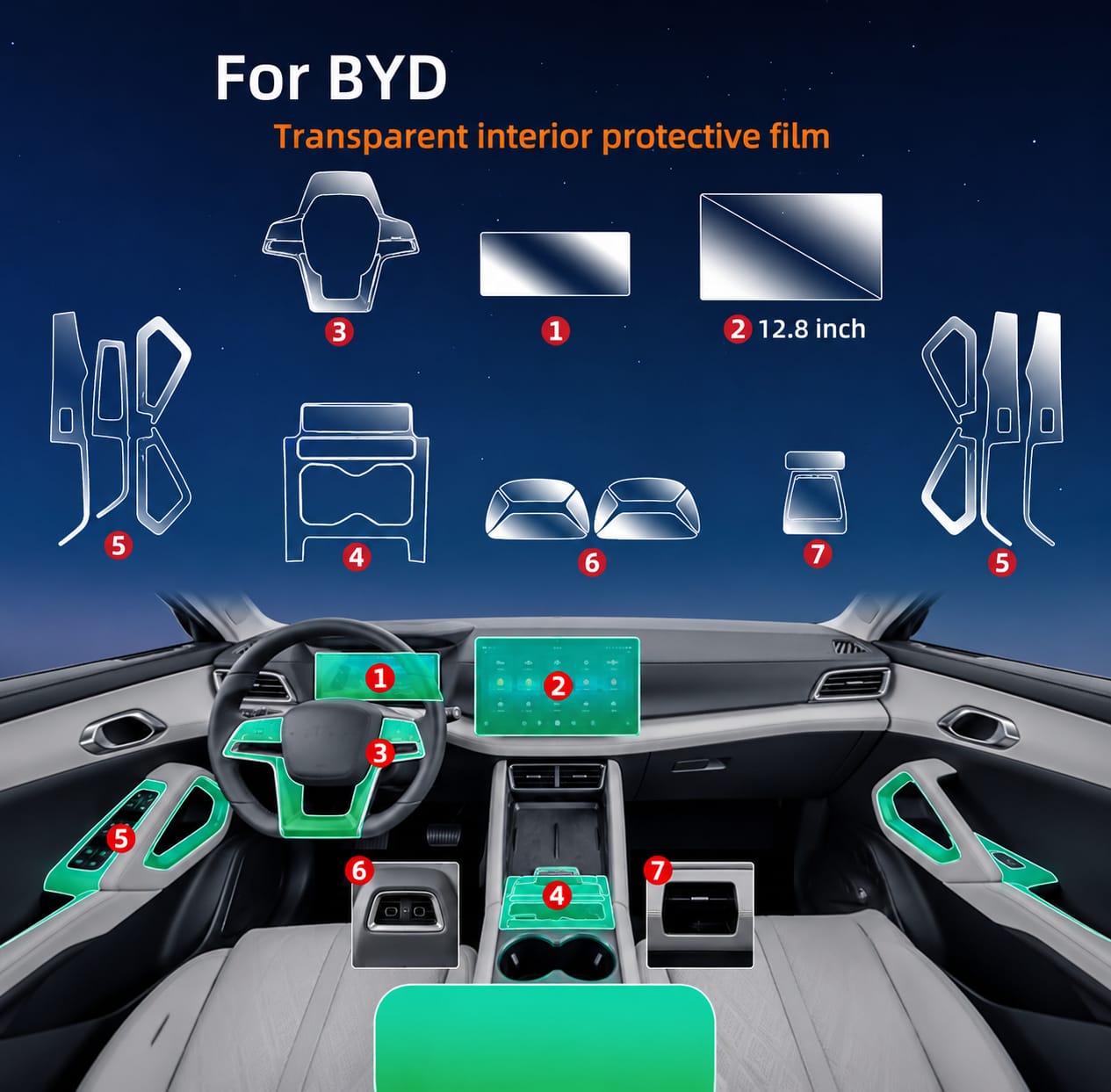 Byd Atto 2 Premium TPU Interior PPF Protective Film – Scratch Resistant, Waterproof & Transparent