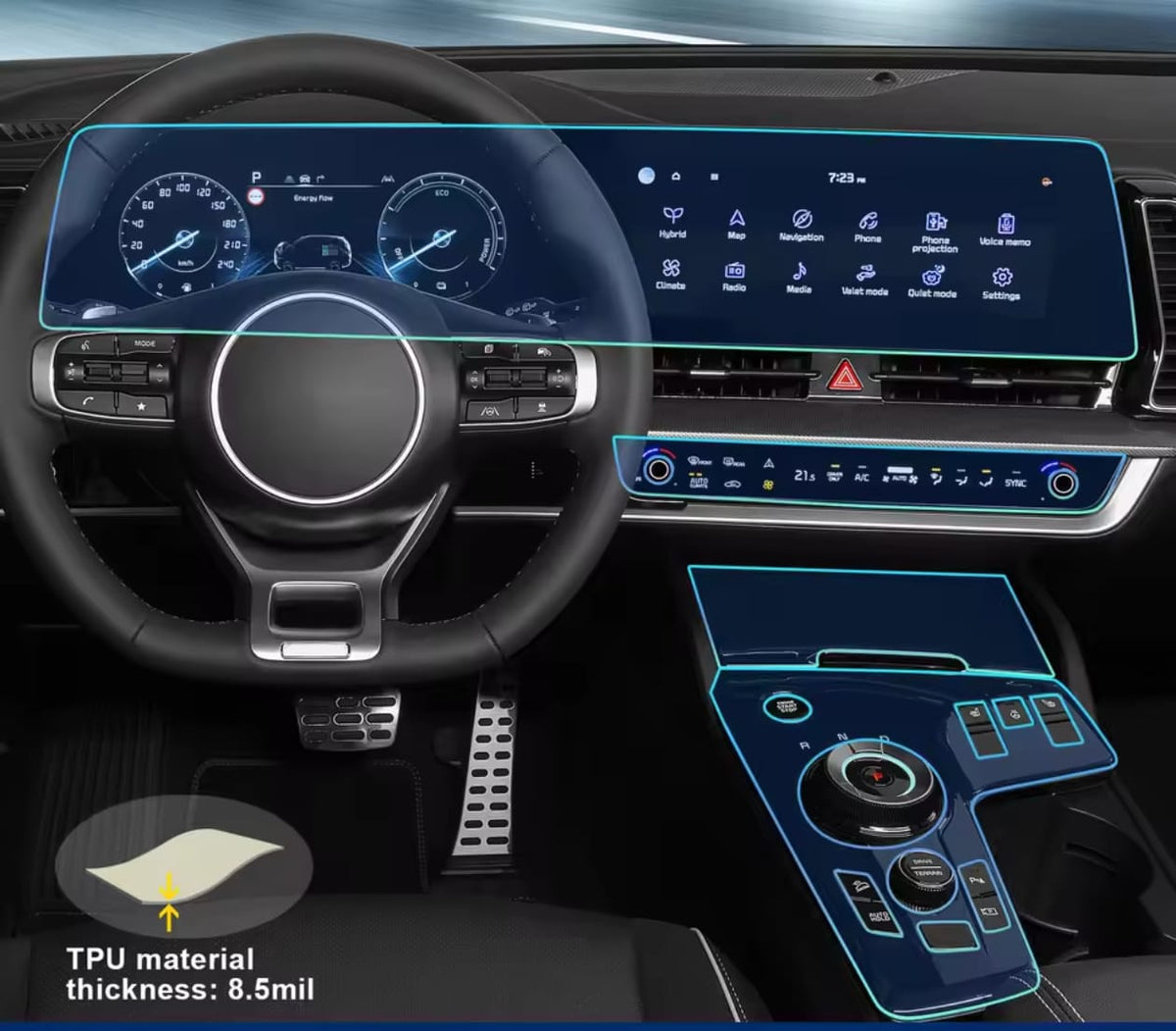 Kia Sportage Hybrid Premium TPU Interior PPF Protective Film – Scratch Resistant, Waterproof & Transparent