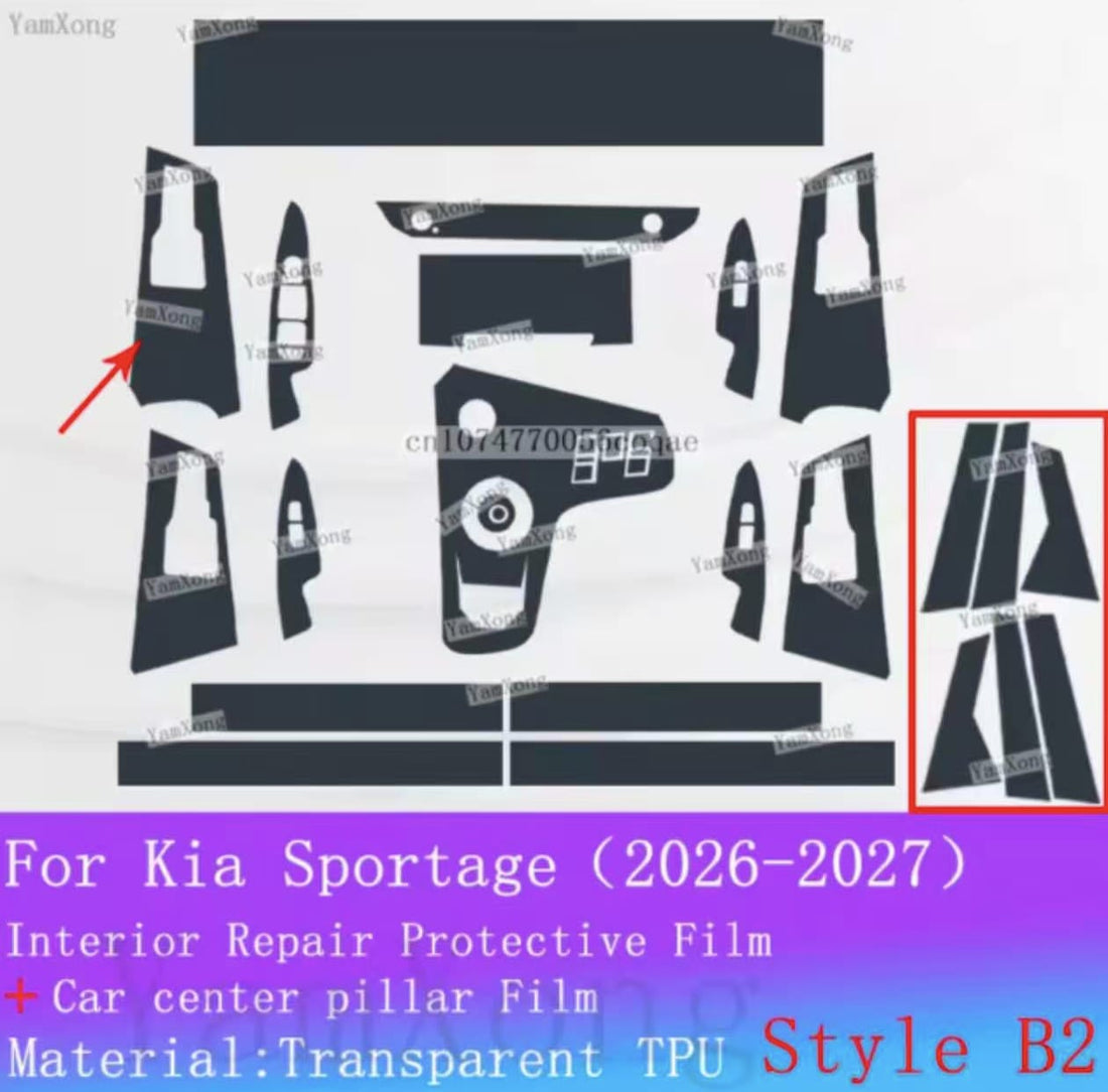 Kia Sportage L Facelift Premium TPU Interior PPF Protective Film – Scratch Resistant, Waterproof & Transparent