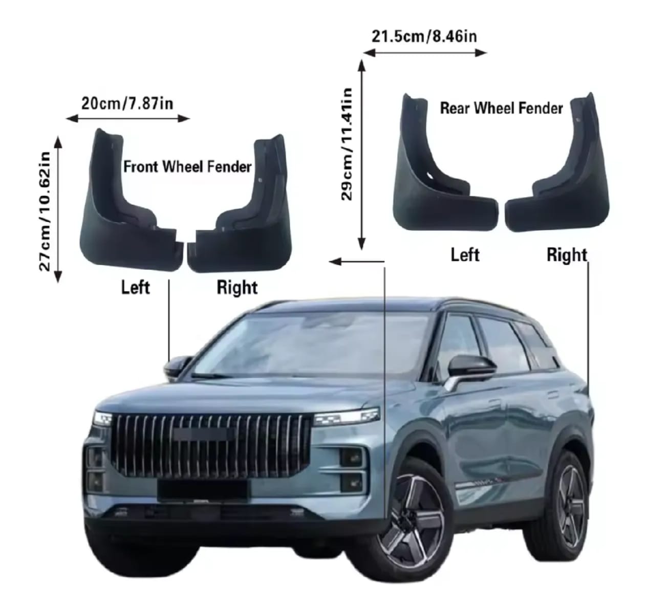 Jaecoo J7 Premium Imported Mud Flaps / Mudguards – 4 Pcs Set | Proper Fitting