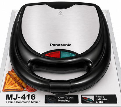 Panasonic MJ-416 2-Slice Sandwich Maker – Steel Cover, Non-Stick Plates