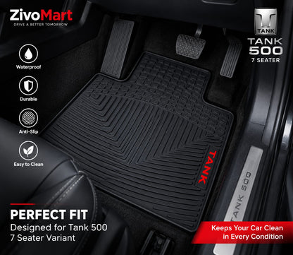 Tank 500 Premium Latex Rubber PVC Car Floor Mats – Custom Fit Heavy Duty Waterproof | 3 & 4 Pcs Sets