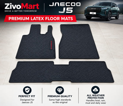 Jaecoo J5 Premium Latex Rubber PVC Car Floor Mats – Custom Fit Heavy Duty Waterproof | 3 Pcs Set