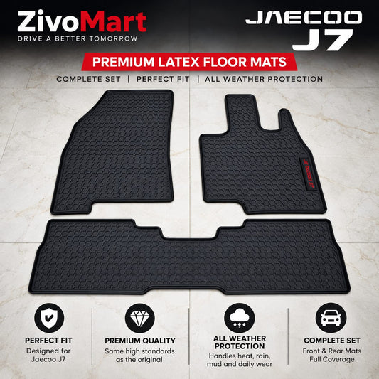 Jaecoo J7 Premium Latex Rubber PVC Car Floor Mats – Custom Fit Heavy Duty Waterproof | 3 Pcs Set