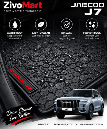 Jaecoo J7 Premium Latex Rubber PVC Car Floor Mats – Custom Fit Heavy Duty Waterproof | 3 Pcs Set