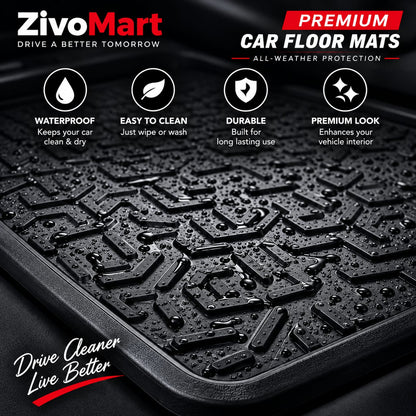 Jac T9 Premium Latex Rubber PVC Car Floor Mats – Custom Fit Heavy Duty Waterproof | 3 Pcs Set