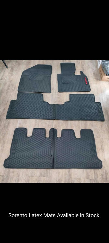 Kia Sorento 2021-2026 Premium Latex Rubber PVC Car Floor Mats – Custom Fit Heavy Duty Waterproof | 4 Pcs Set